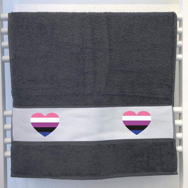 Handtuch Genderfluid Pride Flagge LGBTQ Herz 50x100cm