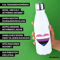 Trinkflasche Genderfluid Pride Flagge LGBTQ Herz 500ml Edelstahl Wasserflasche