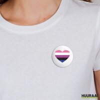 Button Genderfluid Pride Flagge LGBTQ Herz rund