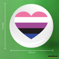 Button Genderfluid Pride Flagge LGBTQ Herz rund