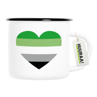 Emaille Tasse Aromantische Pride Flagge LGBTQ Herz 300ml...