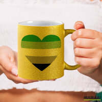 Glitzertasse Aromantische Pride Flagge LGBTQ Herz 330ml