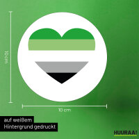 Aufkleber Aromantische Pride Flagge LGBTQ Herz 10cm