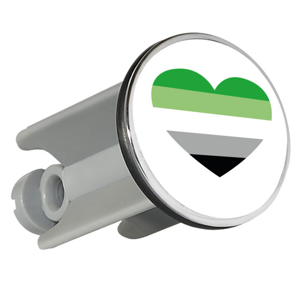 Waschbeckenstöpsel Aromantische Pride Flagge LGBTQ Herz 4cm