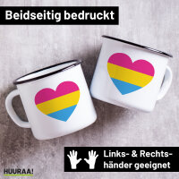 Emaille Tasse Pansexuell Pride Flagge LGBTQ Herz 300ml...