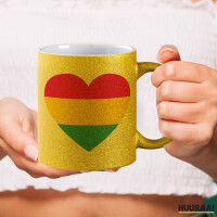 Glitzertasse Pansexuell Pride Flagge LGBTQ Herz 330ml