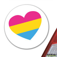 Aufkleber Pansexuell Pride Flagge LGBTQ Herz 10cm rund