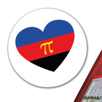 Aufkleber Pi-Polyamorie Pride Flagge LGBTQ Herz 10cm rund
