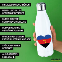 Trinkflasche Pi-Polyamorie Pride Flagge LGBTQ Herz 500ml Edelstahl Wasserflasche