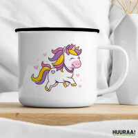 Emaille Tasse Einhorn Comic 300ml Vintage Emaille Becher