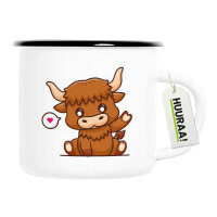 Emaille Tasse Schottisches Hochlandrind Zottelrind 300ml...