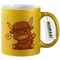 Glitzertasse Schottisches Hochlandrind Zottelrind 330ml