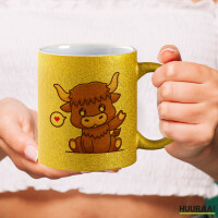 Glitzertasse Schottisches Hochlandrind Zottelrind 330ml