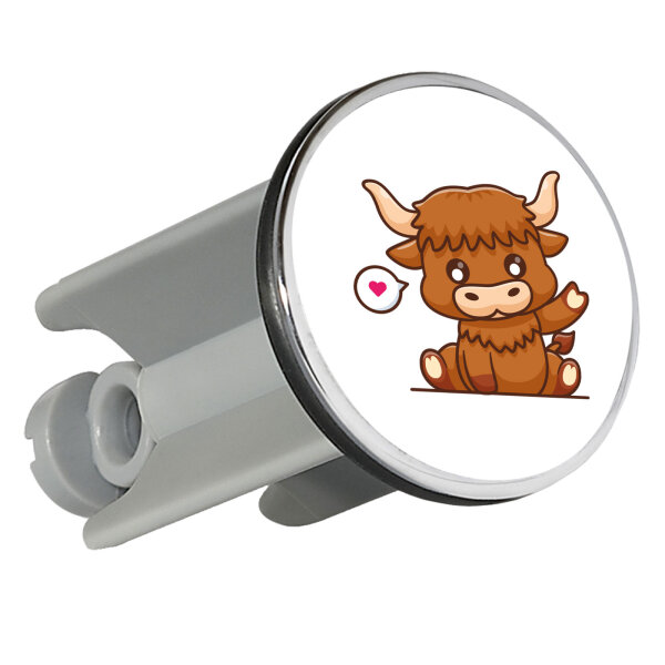 Waschbeckenstöpsel Schottisches Hochlandrind Zottelrind 4cm Abflussstopfen