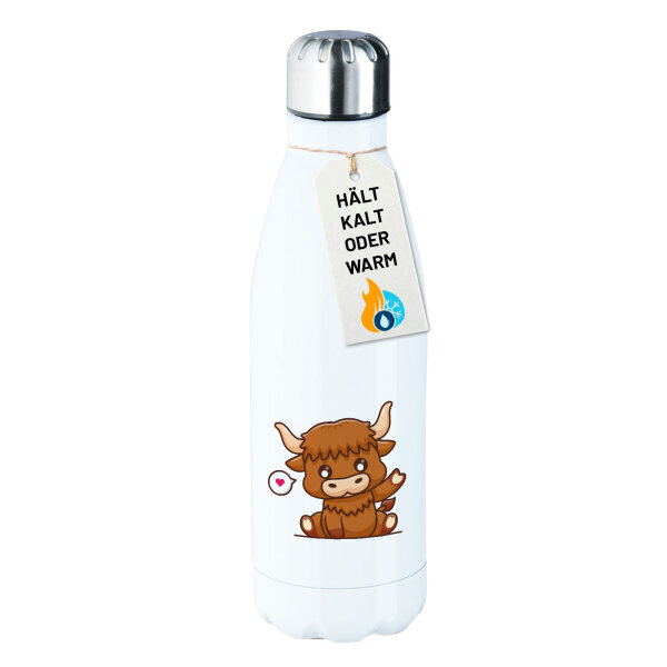 Trinkflasche Schottisches Hochlandrind Zottelrind 500ml Edelstahl Wasserflasche