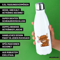 Trinkflasche Schottisches Hochlandrind Zottelrind 500ml Edelstahl Wasserflasche