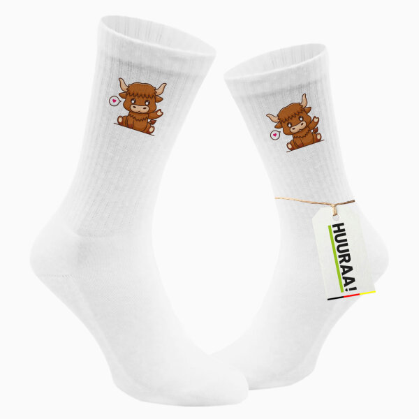 Unisex Socken Schottisches Hochlandrind Zottelrind Größe 37/46 White Motiv Tennissocken