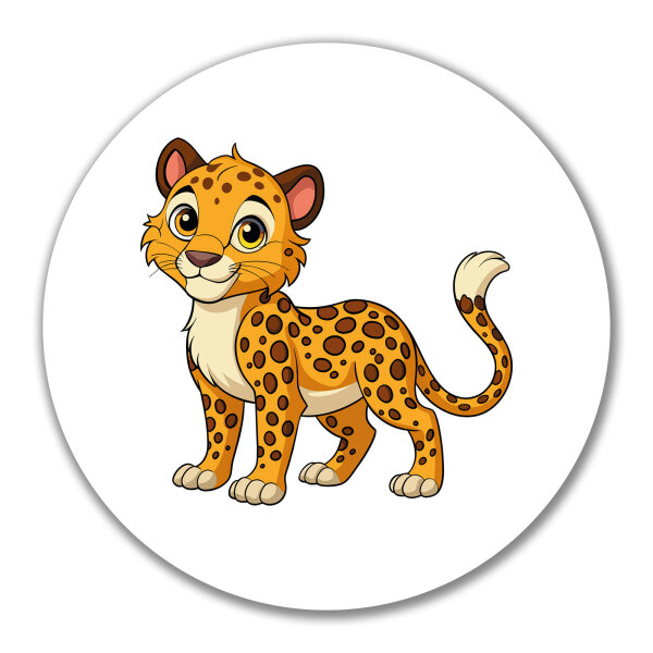 Aufkleber Leopard Comic 10cm rund
