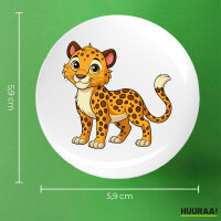 Button Leopard Comic rund