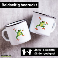 Emaille Tasse Frosch Comic 300ml Vintage Emaille Becher