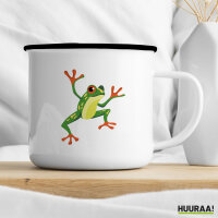 Emaille Tasse Frosch Comic 300ml Vintage