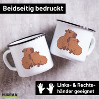 Emaille Tasse Capybara Paar Comic 300ml Vintage