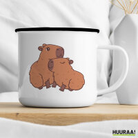 Emaille Tasse Capybara Paar Comic 300ml Vintage