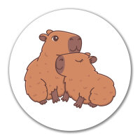 Aufkleber Capybara Paar Comic 10cm
