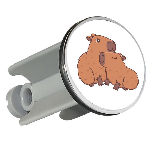 Waschbeckenstöpsel Capybara Paar Comic 4cm Abflussstopfen