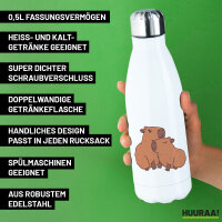 Trinkflasche Capybara Paar Comic 500ml Edelstahl Wasserflasche