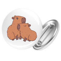 Button Capybara Paar Comic rund