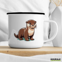 Emaille Tasse Otter Comic 300ml Vintage Emaille Becher