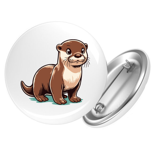 Button Otter Comic rund