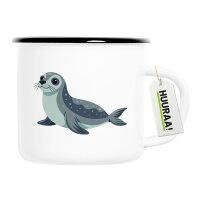 Emaille Tasse Seehund Comic 300ml Vintage Emaille Becher