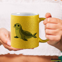 Glitzertasse Seehund Comic 330ml