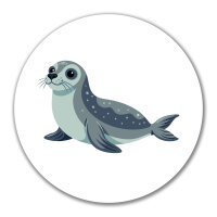 Aufkleber Seehund Comic 10cm rund