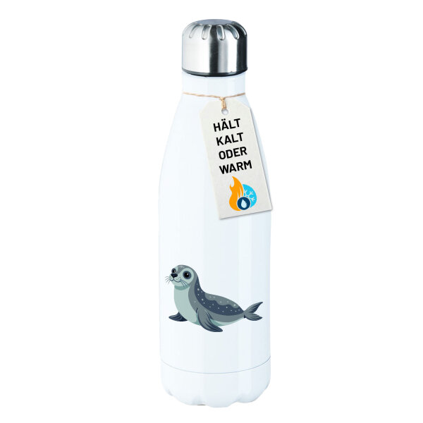 Trinkflasche Seehund Comic 500ml Edelstahl Wasserflasche