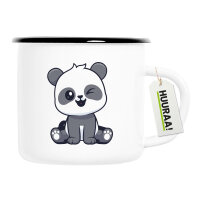 Emaille Tasse Panda Comic 300ml Vintage Emaille Becher