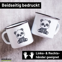 Emaille Tasse Panda Comic 300ml Vintage Emaille Becher