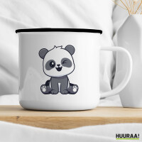 Emaille Tasse Panda Comic 300ml Vintage Emaille Becher
