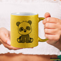 Glitzertasse Panda Comic 330ml