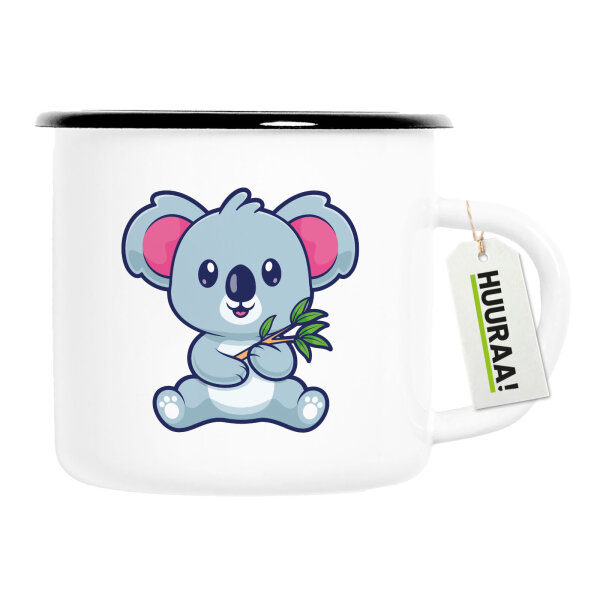Emaille Tasse Koala Comic 300ml Vintage Emaille Becher