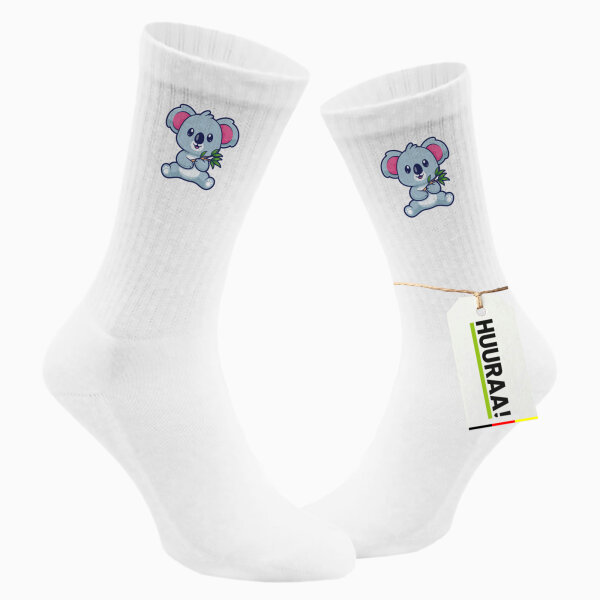 Unisex Socken Koala Comic Größe 37/46 White Motiv Tennissocken