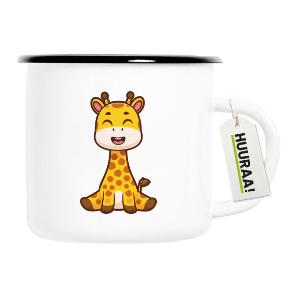 Emaille Tasse Giraffe Comic 300ml Vintage Emaille Becher