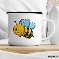 Emaille Tasse Biene Comic 300ml Vintage Emaille Becher
