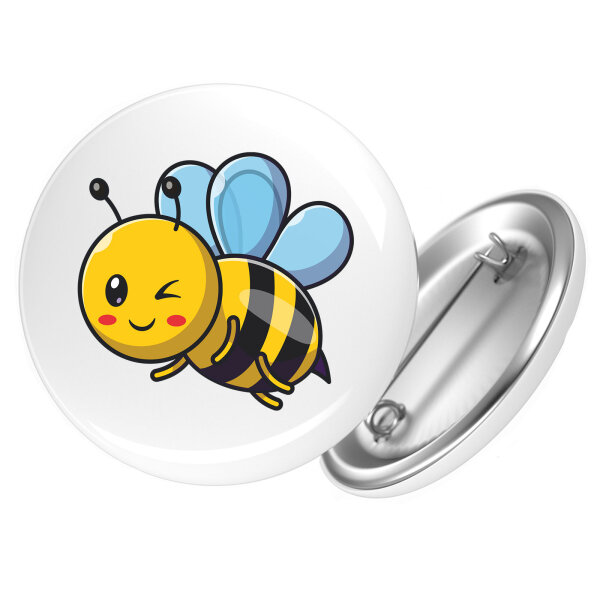 Button Biene Comic rund