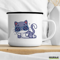 Emaille Tasse Cool Cat Comic 300ml Vintage Emaille Becher