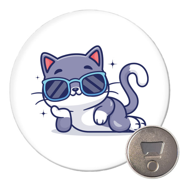 Magnet Cool Cat Comic 59mm Kühlschrankmagnet