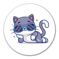 Aufkleber Cool Cat Comic 10cm rund