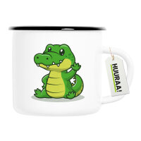 Emaille Tasse Krokodil Comic 300ml Vintage Emaille Becher